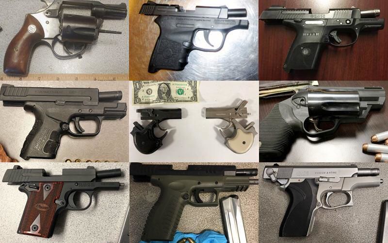 Some of the guns discovered by TSA Nov. 4-17 nationwide